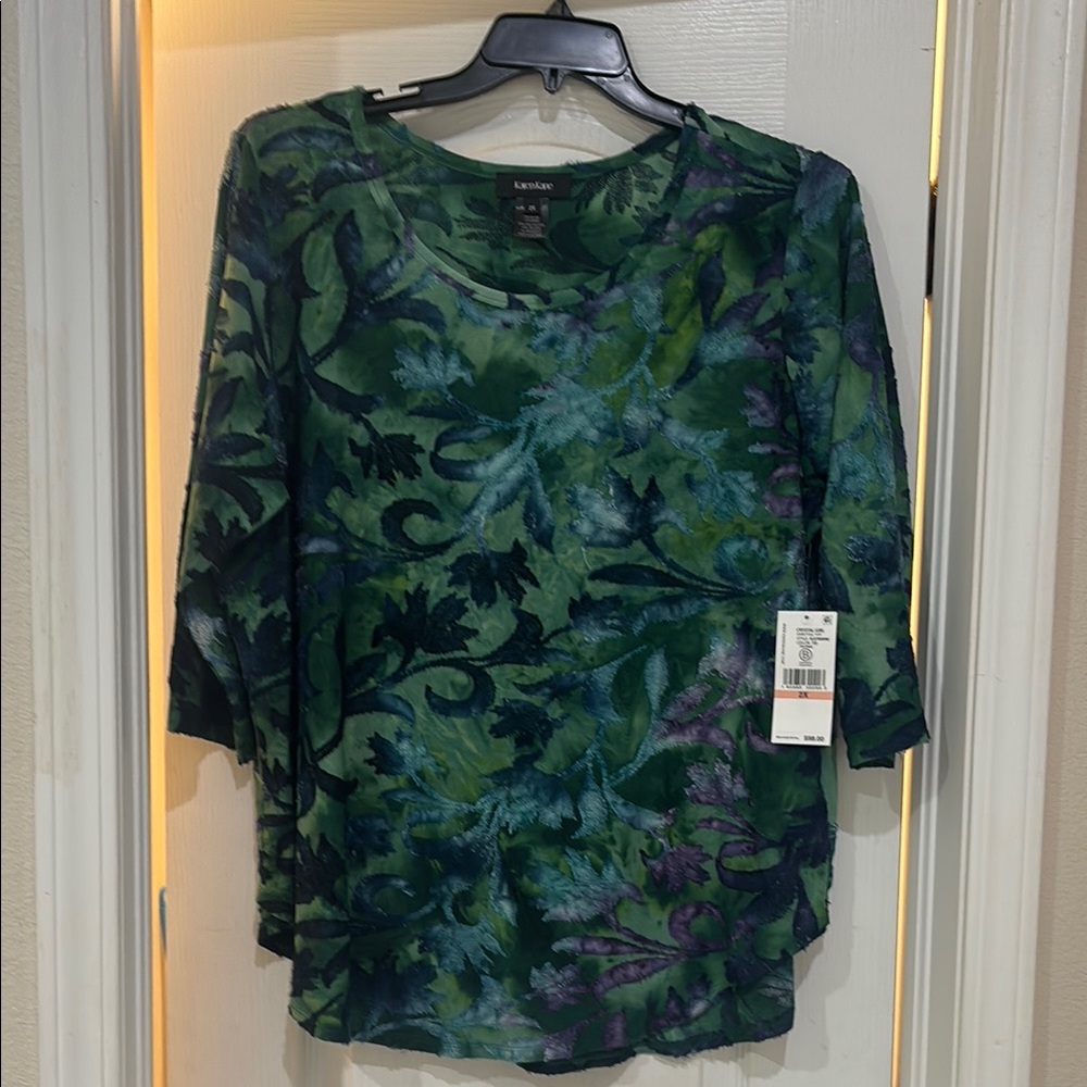 Karen Kane Green and Purple Blouse Elegant Style